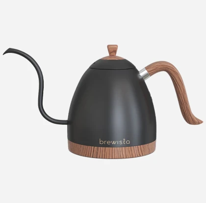 Ceainic Brewista Artisan 0,6 L — Negru mat / Detalii din lemn