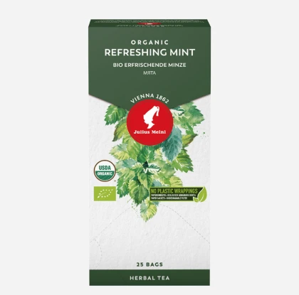 Julius Meinl Organic Refreshing Mint, мятный чай в пакетиках